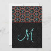 Aqua en Black Modern Monogram Wedding H664 Kaart (Achterkant)