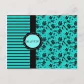 Aqua en Black R.S.V.P. Kaart (Voorkant)