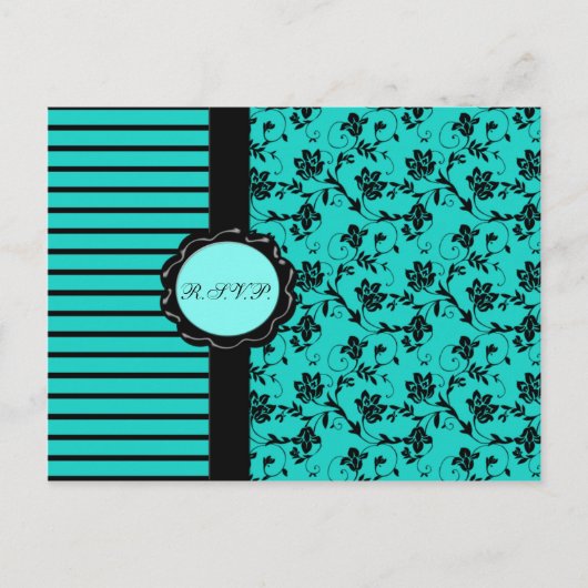 Aqua en Black R.S.V.P. Kaart (Voorkant)