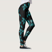 Aqua en Black Tropical oerwoud Sierkussen Leggings (Rechts)