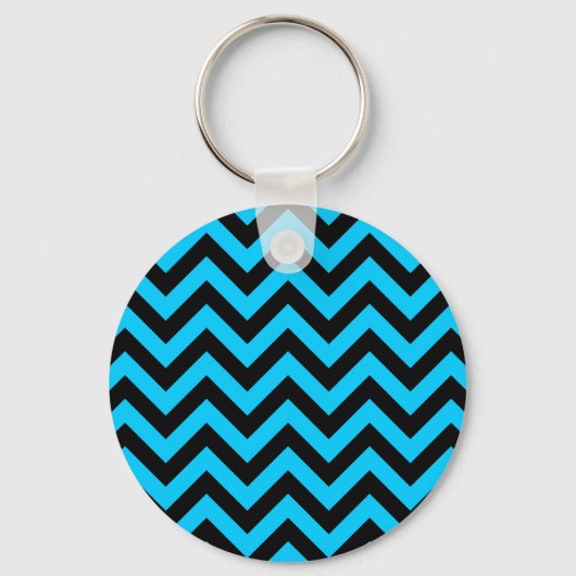 Aqua en Black Zig Zag Sleutelhanger (Voorkant)