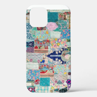 Aqua en Blauwe Quilt Tapijt Ontwerp iPhone 12 Hoesje