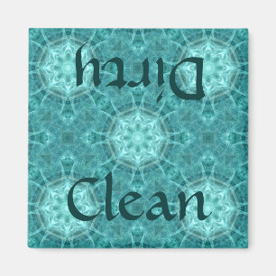 Aqua en blauwgroen fractal kaleidoscoop schoon/vui magneet