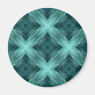 Aqua en blauwgroen fractal kaleidoscoop versie 4 magneet