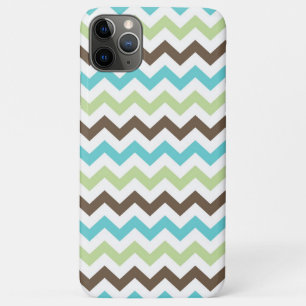 Aqua en Brown Zig Zag Chevrons Pattern iPhone 11 Pro Max Hoesje