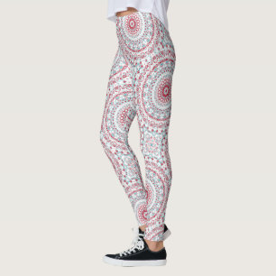 Aqua en Carmozijn Mandala Patroon Leggings