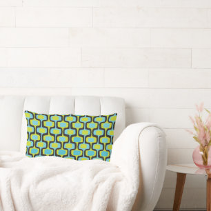 Aqua en Chartreuse Retro Patroon uit de middeleeuw Kussen