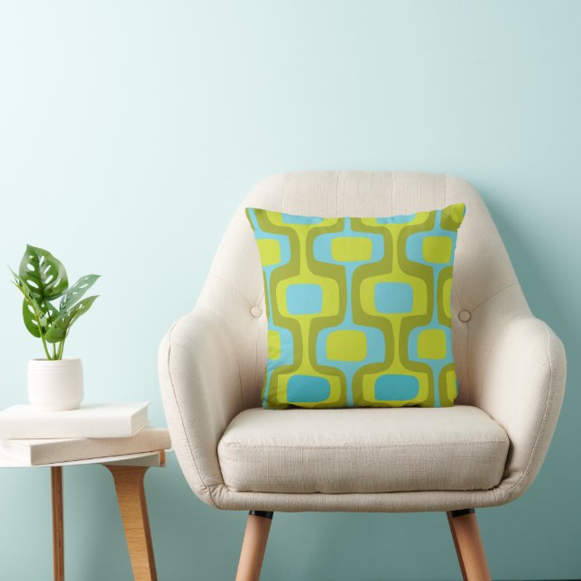 Aqua en Chartreuse Retro Patroon uit de middeleeuw Kussen (Stoel)