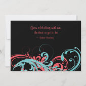 Aqua en Coral Floral Wedding Invitation Kaart (Achterkant)