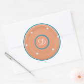 Aqua en Coral Monogram Stickers (Envelop)