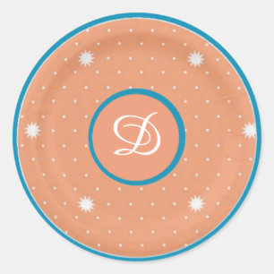 Aqua en Coral Monogram Stickers