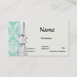 aqua en crème fleur elegant damask visitekaartje