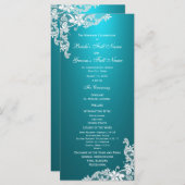 Aqua en  Floral Lace Wedding Programma (Voorkant / Achterkant)