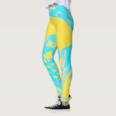 Aqua en Gele Abstracte Leggings (Links)