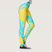 Aqua en Gele Abstracte Leggings (Rechts)