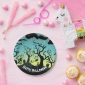 Aqua en gele begraafplaats Halloween Papieren Bordje (Feest)