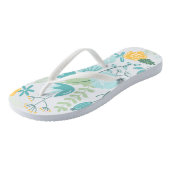 Aqua en Gele Bloemen Teenslippers (Schuin)