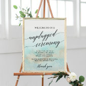 Aqua en Gold Beach Unplugged Ceremony Sign Poster