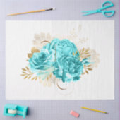 Aqua en Gold Floral Design 20 Tissuepapier (Craft)