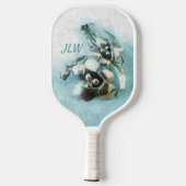 Aqua en Gold Metallic Lily White Pickleball Paddle (Achterkant)