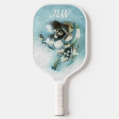 Aqua en Gold Metallic Lily White Pickleball Paddle (Voorkant)