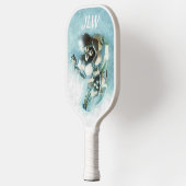 Aqua en Gold Metallic Lily White Pickleball Paddle (Links)