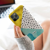 Aqua en Gold Mixed Media Monogramed Case-Mate iPhone Case