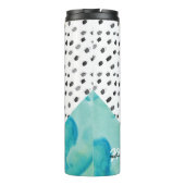 Aqua en Gold Mixed Media Monogramed Thermosbeker (Achterkant)