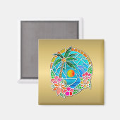 Aqua en Gold Ocean Palm Summer Landschap Magneet (Voorkant / Achterkant)