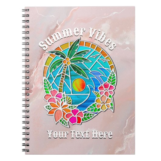 Aqua en Gold Ocean Palm Summer Landschap Notitieboek (Voorkant)