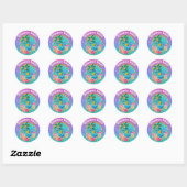 Aqua en Gold Ocean Palm Summer Landschap Ronde Sticker (Vel)
