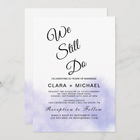 Aqua en goud waterverf bruiloftsbeloften hernieuwe kaart (Voorkant / Achterkant)