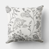 Aqua en Gray Modern Floral Bird Pattern Kussen (Achterkant)