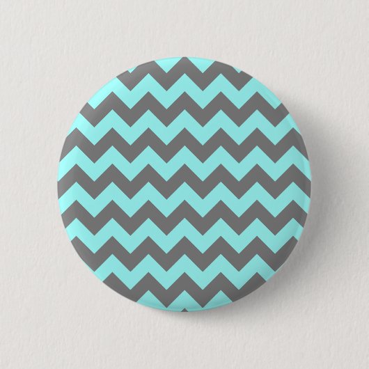 Aqua en Gray Zigzag Ronde Button 5,7 Cm (Voorkant)