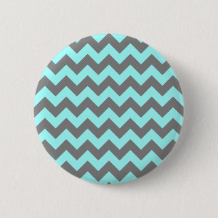 Aqua en Gray Zigzag Ronde Button 5,7 Cm