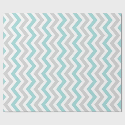 Aqua en grijs chevron-patroon cadeaupapier (Vlak)