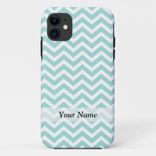 Aqua en grijs chevron patroon iPhone 11 hoesje