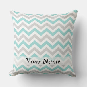 Aqua en grijs chevron patroon kussen