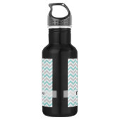 Aqua en grijs chevron patroon waterfles (Achterkant)