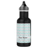 Aqua en grijs chevron patroon waterfles (Rechts)