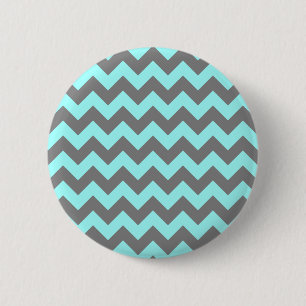 Aqua en grijs zigzag ronde button 5,7 cm