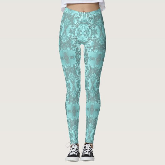 Aqua- en grijze leggings (Voorkant)