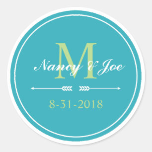 Aqua en Groene Monogram Stickers