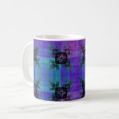 Aqua en Lila Fractal Joy Coffee Mok (Voorkant links)