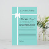 Aqua- en lint-Vrijgezellenfeest-game AFGEDRUKT (Staand voorkant)