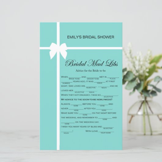 Aqua- en lint-Vrijgezellenfeest-game AFGEDRUKT (Staand voorkant)