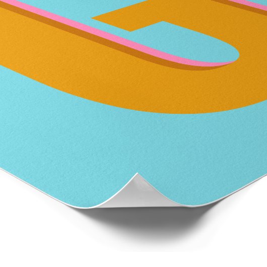 Aqua en Mustard Retro Typografie Monogram Initiaal Poster (Hoek)