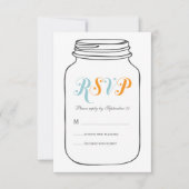 Aqua en Oranje Mason Jar Wedding RSVP (Voorkant)