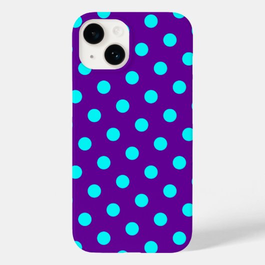 Aqua en Paarse Polka Dots Case-Mate iPhone Case (Achterkant)