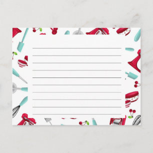Aqua en Red Kitchen Gadget Recipcard Briefkaart